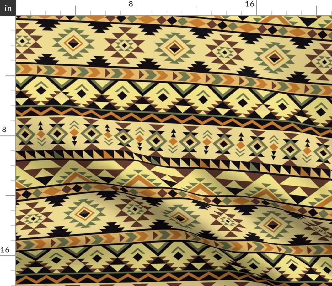 Aztec stripes - shades of yellow  and brown - medium scale