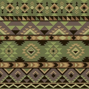 Aztec stripes - earth colors - shades of green and brown - medium scale