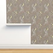 Moon Among the Stars - Medium Scale - Beige & Tan - night sky constellations