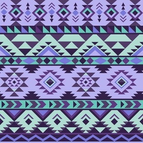 Aztec stripes - shades of purple, periwinkle, teal - medium scale