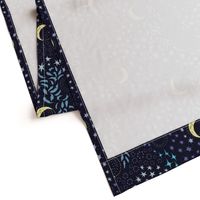 Moon Among the Stars - Medium Scale - Purple and Turquoise - night sky constellations