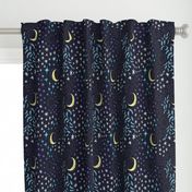 Moon Among the Stars - Medium Scale - Purple and Turquoise - night sky constellations