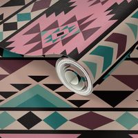 Aztec stripes - shades of green and pink