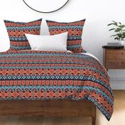 Aztec stripes - orange, maroon and blue