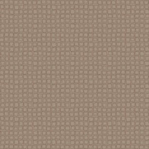 Wonky Geometric Gingham in Chocolate Brown on Soft, Sandy Brown (SMALL) B23013R03D