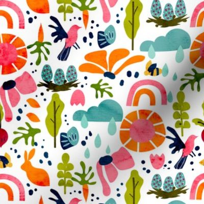 Retrolicious Abstract Spring- Mod Shapes- Colorful- Bright- Watercolor- Small Scale
