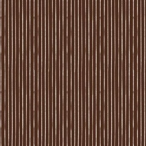 Whimsical, Hand Drawn, Narrow Stripes in Off White on Dark Brown (SMALL) B23012R01A