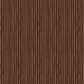 Whimsical, Hand Drawn, Narrow Stripes in Light Brown on Chocolate Brown (SMALL) B23012R03C