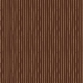 Whimsical, Hand Drawn, Narrow Stripes in Dusky Salmon Pink on Chocolate Brown (SMALL) B23012R04C