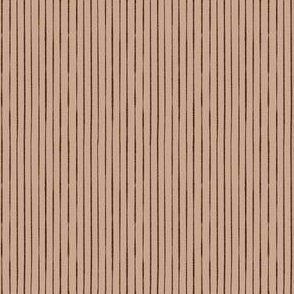 Whimsical, Hand Drawn, Narrow Stripes in Chocolate Brown on Dusky Salmon Pink (SMALL) B23012R04D