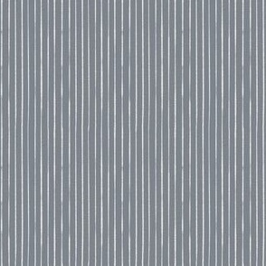 Whimsical, Hand Drawn, Narrow Stripes in White on Gray Blue (SMALL) B23012R05A