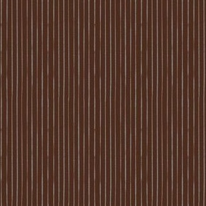 Whimsical, Hand Drawn, Narrow Stripes in Gray Blue on Chocolate Brown (SMALL) B23012R05C