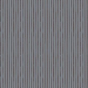 Whimsical, Hand Drawn, Narrow Stripes in Chocolate Brown on Gray Blue (SMALL) B23012R05D