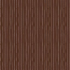 Whimsical, Hand Drawn, Narrow Stripes in Dusky Lavender on Chocolate Brown (SMALL) B23012R07C