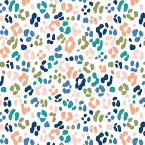 Small Abstract Colorful Leopard Print in blue green peach