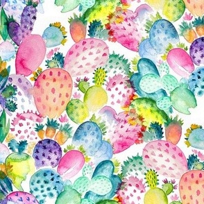 Rainbow Cactus Pattern - Nature - Desert Pattern - Wallpaper Pattern - Hand Drawn - Watercolor - Southwestern Pattern - Boho Pattern - Plants 