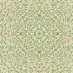 William Morris Inspired Vintage Leaf Pattern Yellow Green
