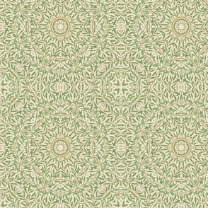 William Morris Inspired Vintage Leaf Pattern Yellow Green 3