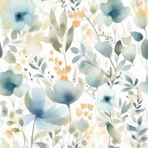 Blue Watercolour Floral 