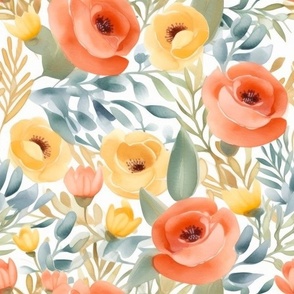 Watercolour floral orange and yellow 