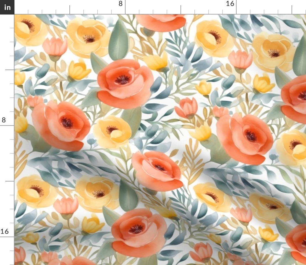 Watercolour floral orange and yellow 