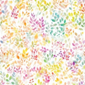 Watercolour Leaves yellow and pink