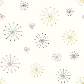 Celebrate Fireworks Atomic Bursting Stars  Colorful Cream Linen Kitchen RGB