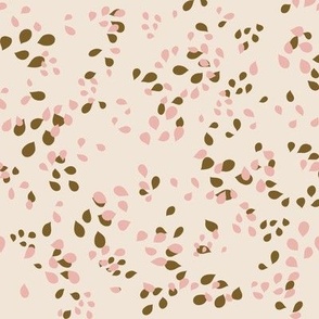 Abstract Flower Petals in Olive Green, Pink and Cream