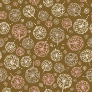 Spring Inspired Dandelions in Mustard Yellow, Coral Pink and Cream (small)