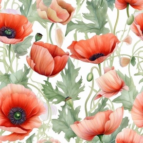Watercolour Poppies 