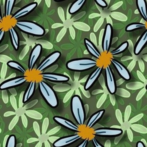 MM-Boho Fog Flowers - Cactus Green_ Kelly Green and Pastel Green
