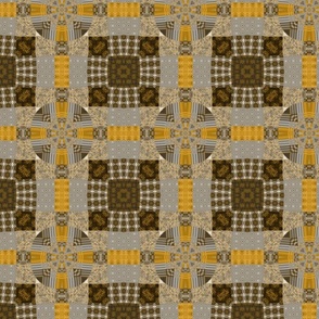 geometric patchwork - golden brown