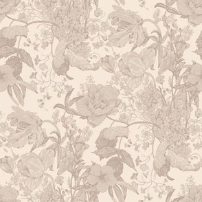 Victorian Floral Toile in Light Sepia Tones - Coordinate