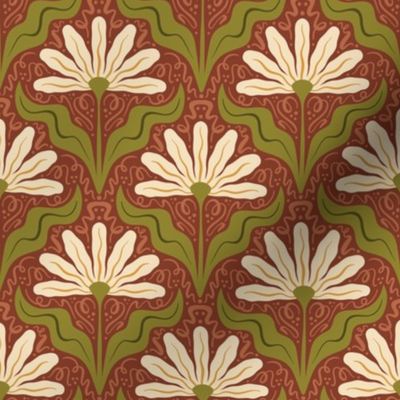 Wavy Daisy // Medium  // Nutmeg Orange // Arts and Crafts Floral