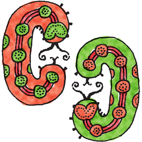 Caterpillars - Green and Coral