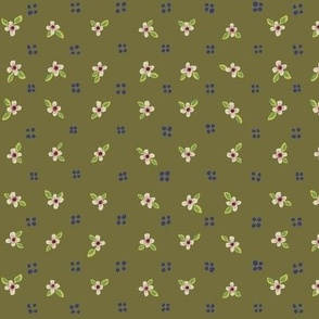 tiny dots and flowers olive