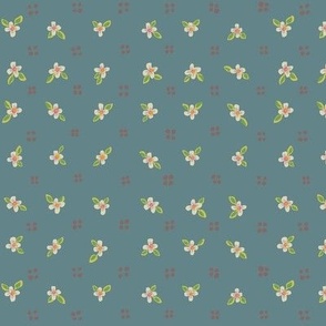 tiny dots and flowers teal