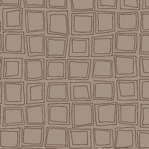 Wonky Geometric Gingham in Chocolate Brown on Soft, Sandy Brown (LARGE) B23013R03D