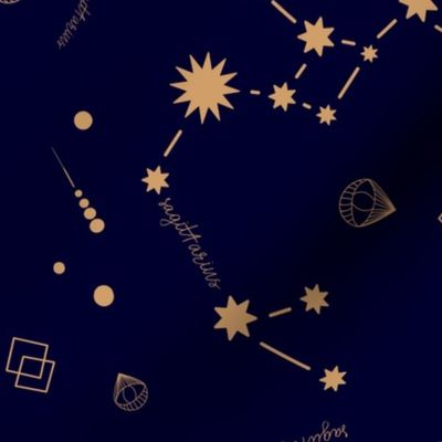 Zodiacs | Sagittarius | Neutral on Blue | 12x12 | Medium Size