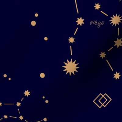 Zodiacs | Virgo | Neutral on Blue | 12z12 | Medium Scale