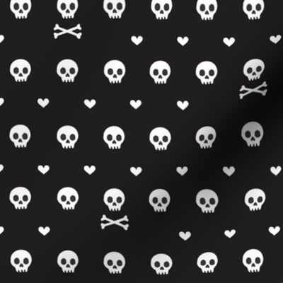 black skull and heart repeat 