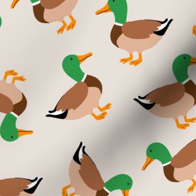 Mallard ducks on tan MEDIUM