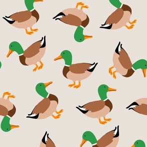 Mallard ducks on tan MEDIUM