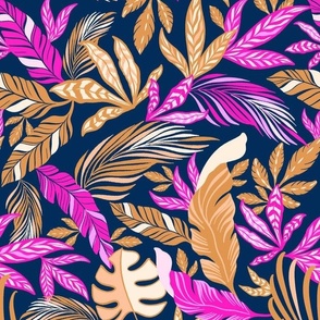 Pink and Purple Palm and Monstera Leaves