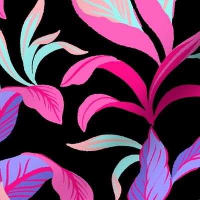 Bright Pastel Leaves Black