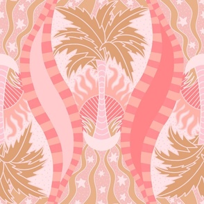 Palm Trees Calm Seas Pink 