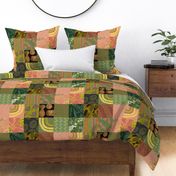 Hawaiian Patchwork Quilt Greens 5 inch