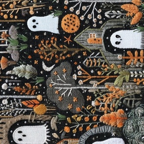Spooky Ghost Houses Embroidery Rotated - XL Scale