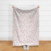 Turned left 18" A beautiful cute pink midsummer flower garden with pink wildflowers peas,and grasses on white background-for home decor Baby Girl   and  nursery fabric perfect for kidsroom wallpaper,kids room