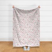 Turned left 18" A beautiful cute pink midsummer flower garden with butterflies and pink wildflowers peas,and grasses on white background-for home decor Baby Girl   and  nursery fabric perfect for kidsroom wallpaper,kids room